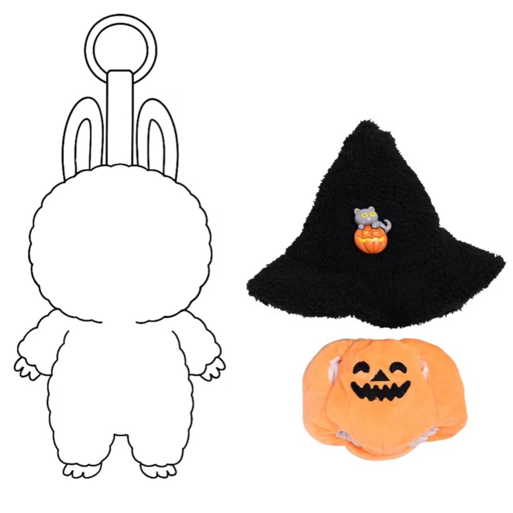 NWOT Labubu Spooky Witch Hat & Jackolantern Costume Outfit Accessories